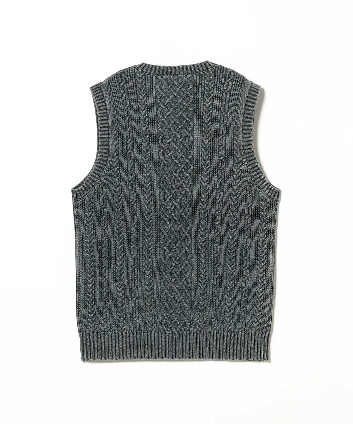 BEAMS PLUS（ビームス プラス）Knit Vest Aran Pattern Pigment Dyed