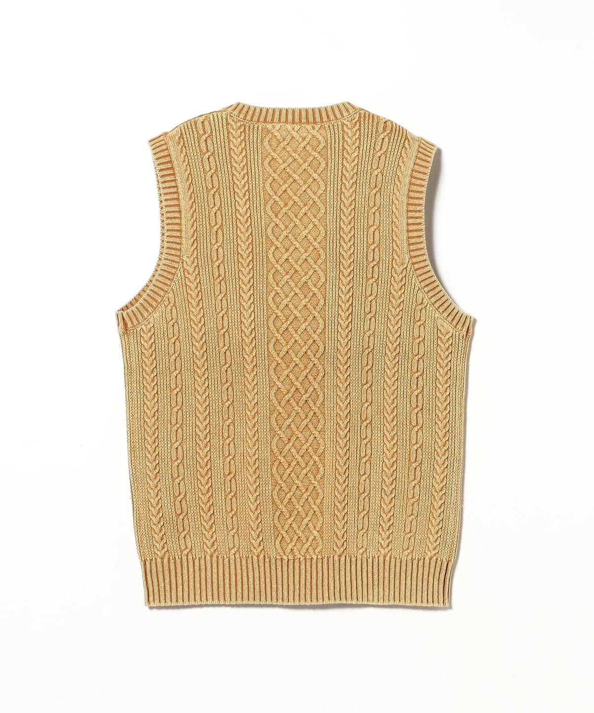 BEAMS PLUS（ビームス プラス）Knit Vest Aran Pattern Pigment Dyed