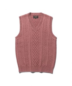 Knit Vest Aran Pattern Pigment Dyed Yarn