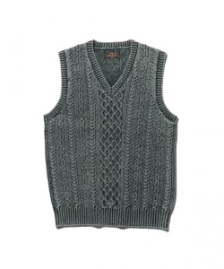 Knit Vest Aran Pattern Pigment Dyed Yarn