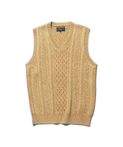 Knit Vest Aran Pattern Pigment Dyed Yarn