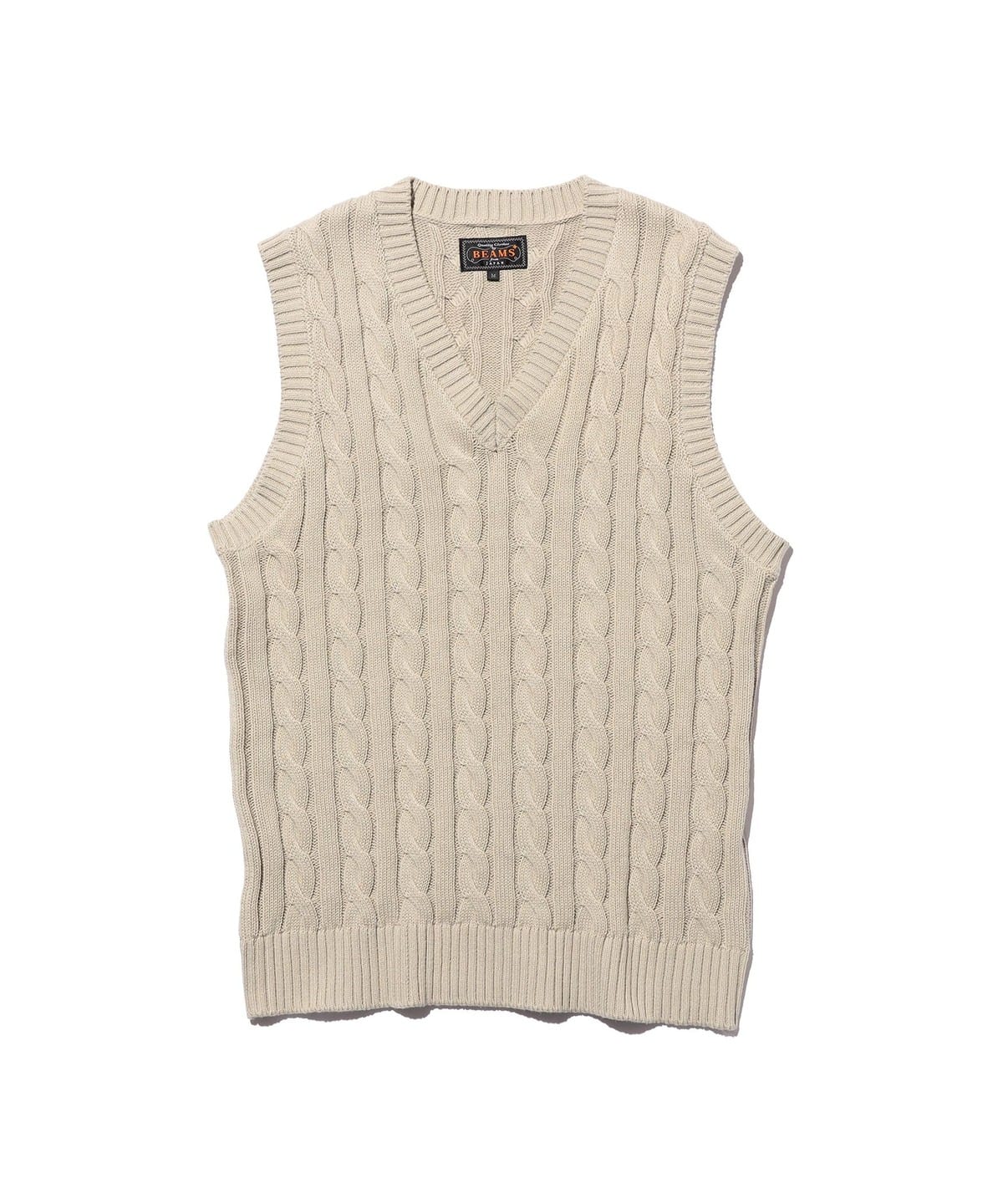 PALACE x BEAMS PLUS パレス ビームスプラス 24AW 別注 CABLE VEST ケーブルベスト 38-05-0048-156 L WHITE セーター チルデンニット Vネック トップス【新古品】【中古】【PALACE × BEAMS PLUS】 PALACE - PALACE x BEAMS PLUS パレス ビームスプラス 24AW 別注 CABLE