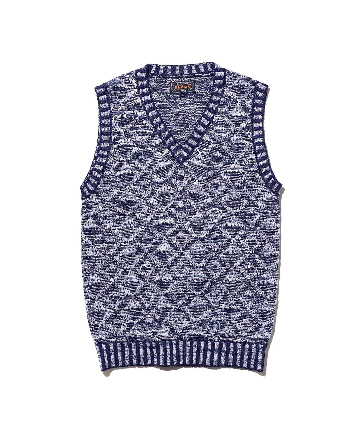 'V-Neck Vest 'KASURI' Jacquard �g�b�v�X MEN NAVY S'