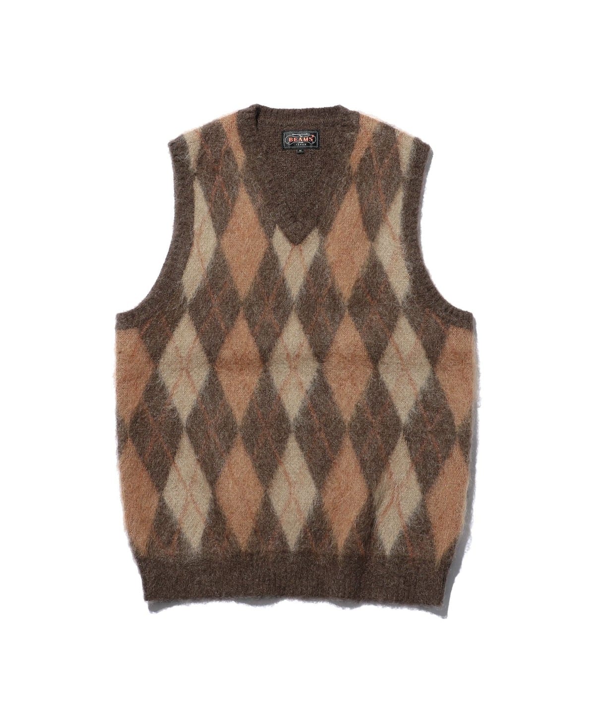 Knit Vest Double Jacquard Argyle Pattern Mohair gbvX MEN BROWN S