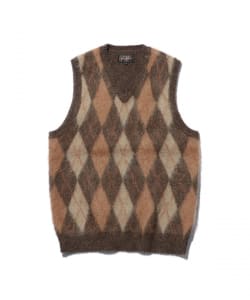 Knit Vest Double Jacquard Argyle Pattern Mohair