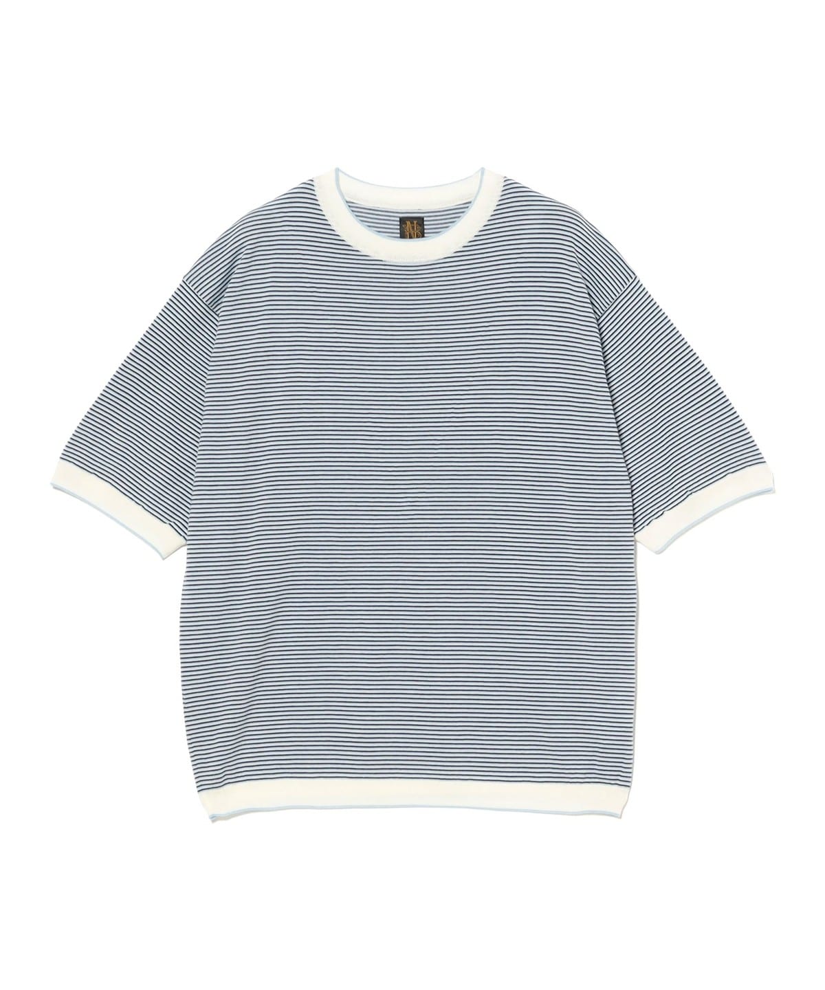 �y�ʒ��zBATONER �o�g�i�[ / KNIT TEE �g�b�v�X MEN NAVY×SAX×OFF WHITE 4
