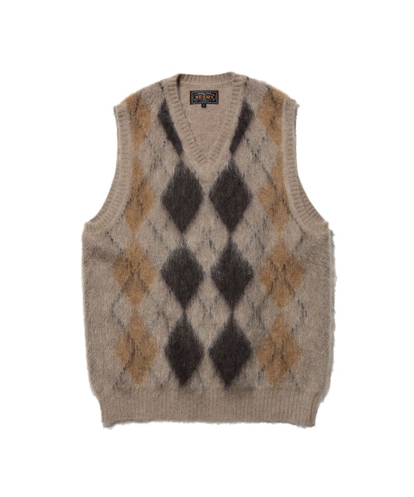 Mohair Argyle Knit Vest
