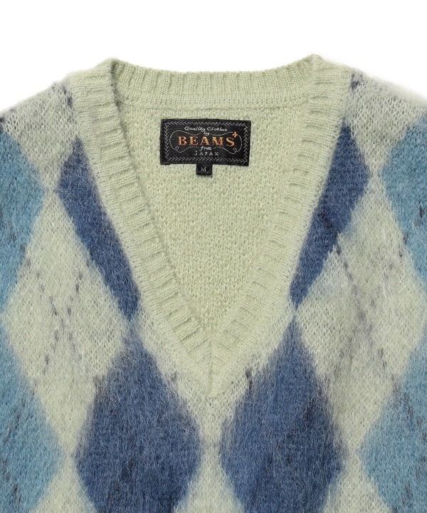 Mohair Argyle Knit Vest