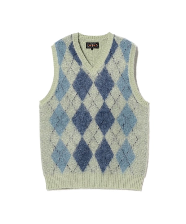 Mohair Argyle Knit Vest