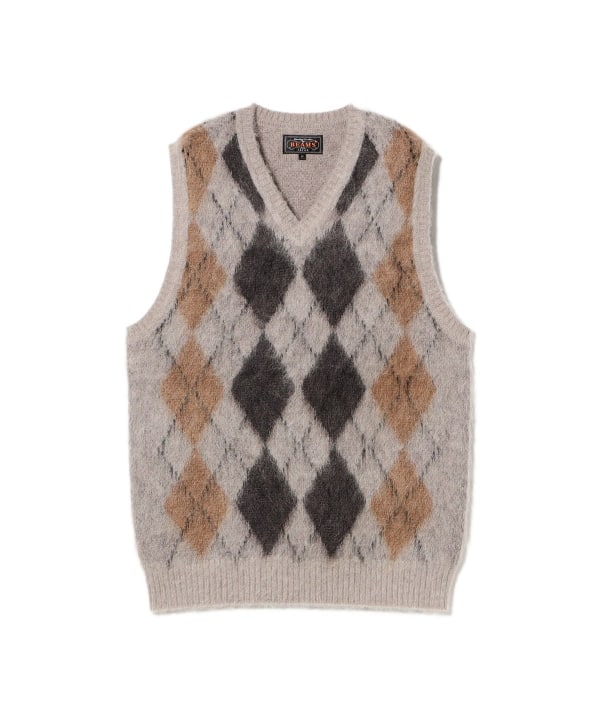 Mohair Argyle Knit Vest