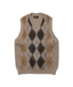 Mohair Argyle Knit Vest