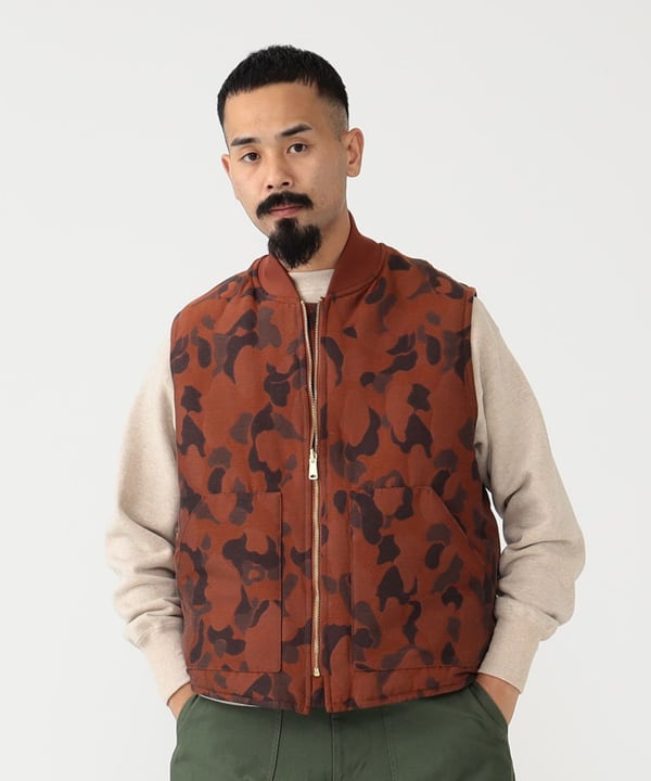 BEAMS PLUS Reversible WORK Puff Vest Camo Jacquard / Camo