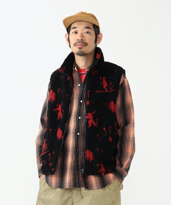 BEAMS PLUS（ビームス プラス）Stand Collar Zip Vest Jacquard