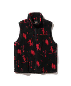 Stand Collar Zip Vest Jacquard Boa