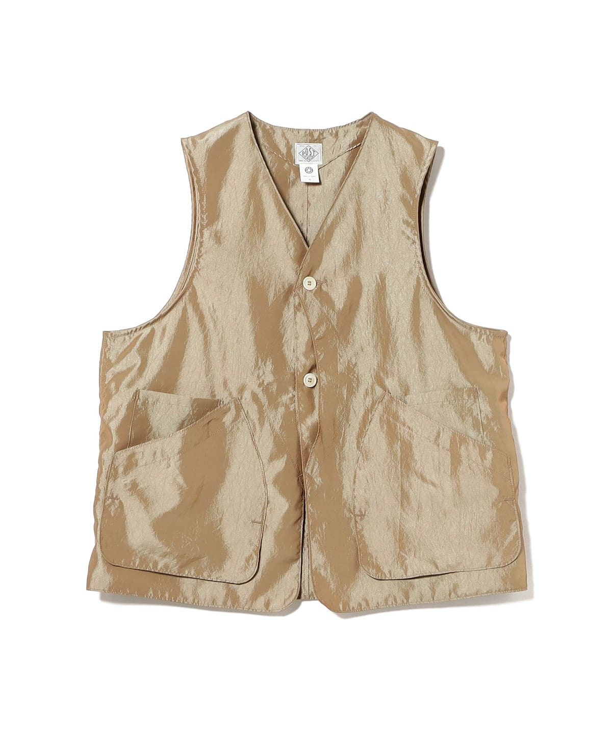 POST OVERALLS ポストオーバーオールズ / #3503-MTK DEE Vest 2: metallic taffeta khaki トップス MEN khaki M POST OVERALLS ポストオーバーオールズ / #3503-MTK DEE Vest 2: metallic taffeta khaki トップス MEN khaki M
