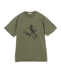 ENGINEERED GARMENTS / PRINTED CROSS CREW NECK T-SHIRT OLIVE