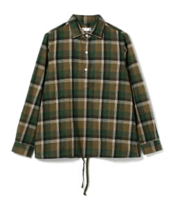 ￥▲ts(s) / Hem String Shirt Brushed Dark Tone Plaid Cotton