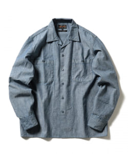 ▲BEAMS PLUS / シャンブレー ミリタリー オープンカラーシャツ