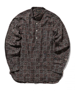 ▲BEAMS PLUS / アジュラック プリント バンドカラー プルオーバー シャツ