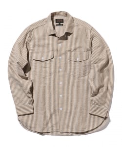 ▲BEAMS PLUS / コットン ドビー シアサッカー ストライプ ワークシャツ クラシックフィット