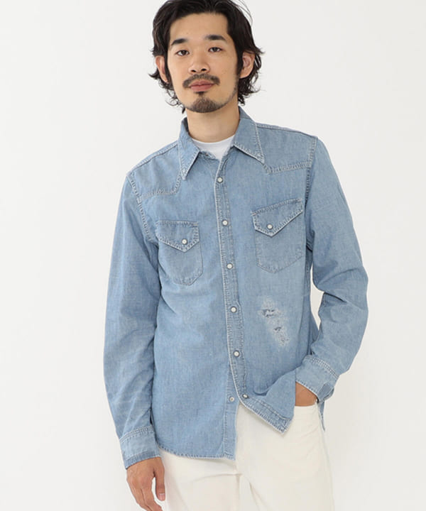 BEAMS PLUS REMI RELIEF / Chambray Western shirt Used（襯衫・罩衫