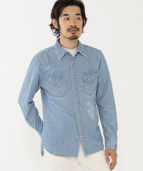 BEAMS PLUS REMI RELIEF / Chambray Western shirt Used（襯衫・罩衫