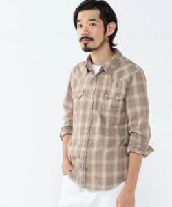 ▲【予約・イベント限定】REMI RELIEF × BEAMS PLUS / 別注 Check Western shirt Beige