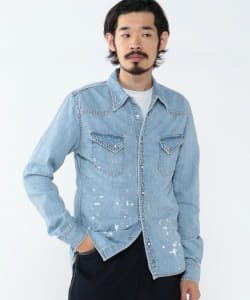 ▲【予約・イベント限定】REMI RELIEF × BEAMS PLUS / 別注 Denim Western shirt Paint