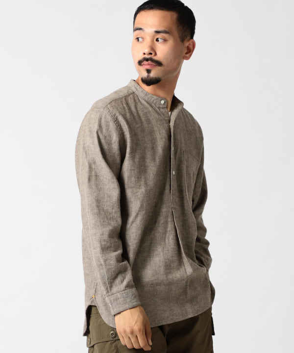 BEAMS PLUS（ビームス プラス）Band Collar Pullover Cotton Linen Herringbone（シャツ・ブラウス  カジュアルシャツ）通販｜BEAMS