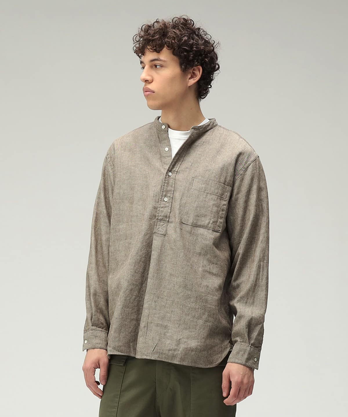 BEAMS PLUS（ビームス プラス）Band Collar Pullover Cotton Linen