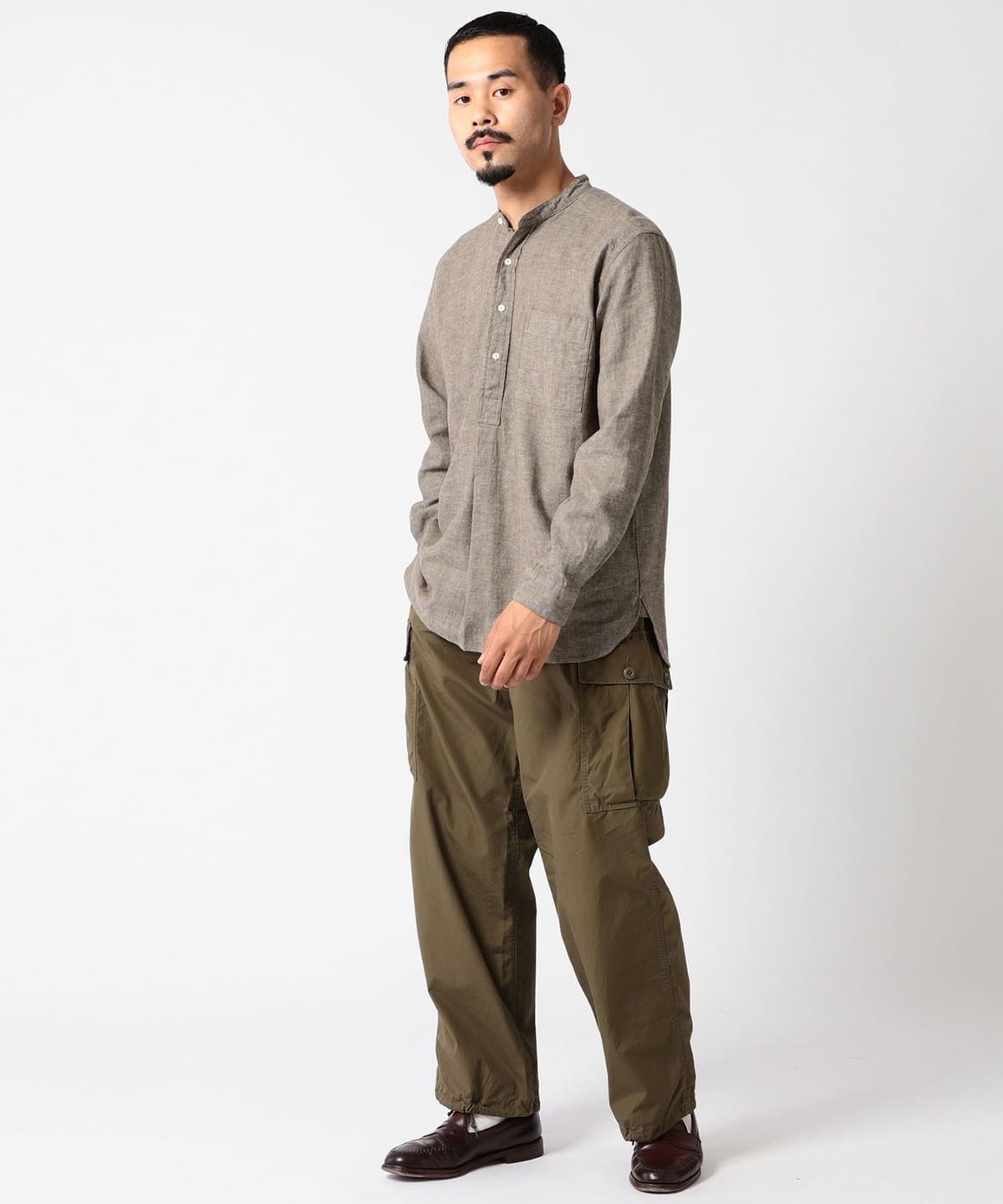BEAMS PLUS（ビームス プラス）Band Collar Pullover Cotton Linen