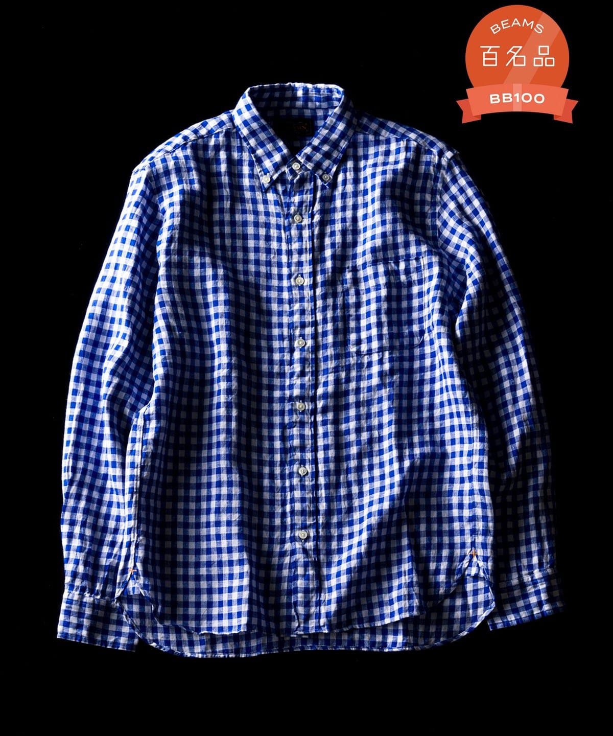 B. D. Gingham Check Linen シャツ・ブラウス MEN BLUE XL B. D. Gingham Check Linen シャツ・ブラウス MEN BLUE XL