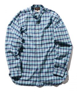 ▲BEAMS PLUS / インディアン マドラスチェック バンドカラー プルオーバーシャツ