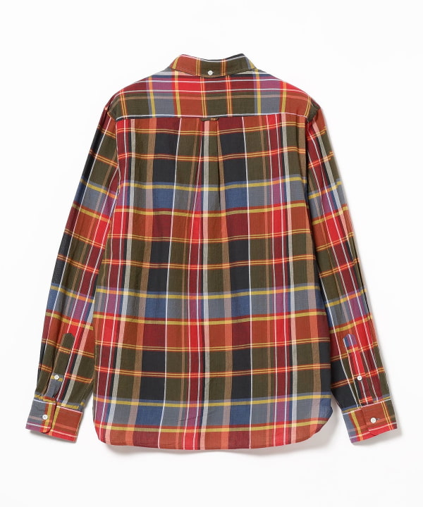 【未使用 タグ付き】BEAMS PLUS B.D. MADRAS 赤系 S 未使用 タグ付き】BEAMS PLUS B.D. MADRAS 赤系 S