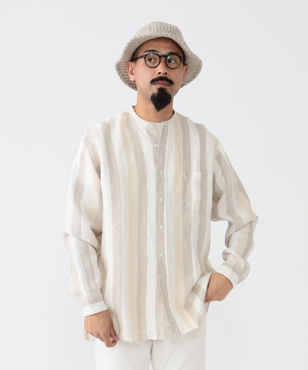 BEAMS PLUS（ビームス プラス）Band Collar Egyptian Linen Classic Fit（シャツ・ブラウス カジュアルシャツ ）通販｜BEAMS