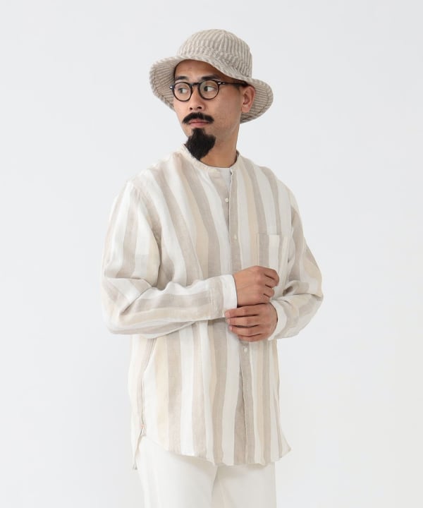 BEAMS PLUS（ビームス プラス）Band Collar Egyptian Linen Classic Fit（シャツ・ブラウス カジュアルシャツ ）通販｜BEAMS