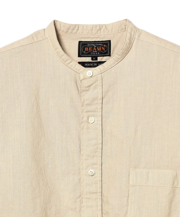 BEAMS PLUS（ビームス プラス）Band Collar Cotton Linen Panama Classic Fit Garment Dye（ シャツ・ブラウス カジュアルシャツ）通販｜BEAMS