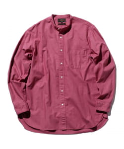 BEAMS PLUS / Band Collar Cotton Linen Panama Classic Fit Garment Dye