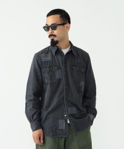 ▲【予約・イベント限定】REMI RELIEF × BEAMS PLUS / 別注 Black Denim Western shirt Used Classic Fit