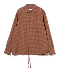 ts(s) / Gingham Plaid Linen*Cotton Cloth / Hem String Shirt