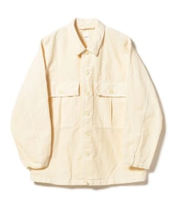 sage de cret / 9oz Cotton Linen Denim Work Shirt