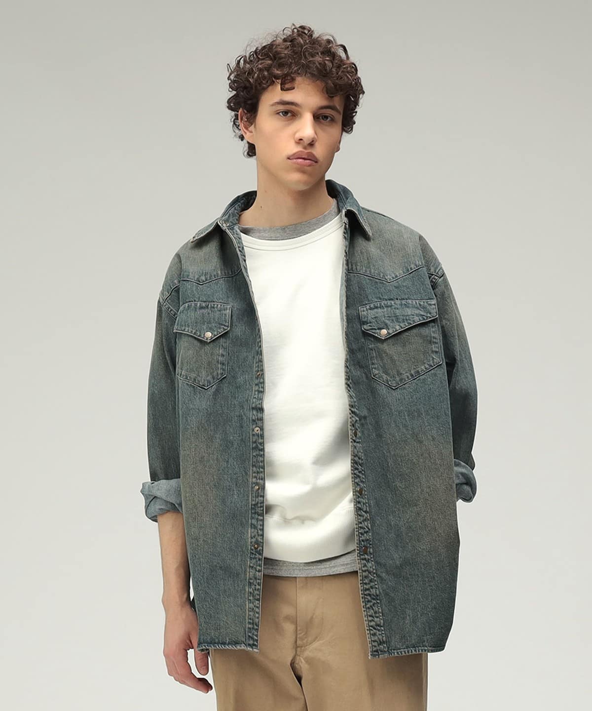 BEAMS PLUS Western Shirt Denim Double Dye (Shirts, Blouses BEAMS