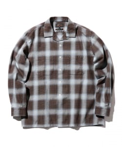 ▲Open Collar Indigo Ombre Plaid