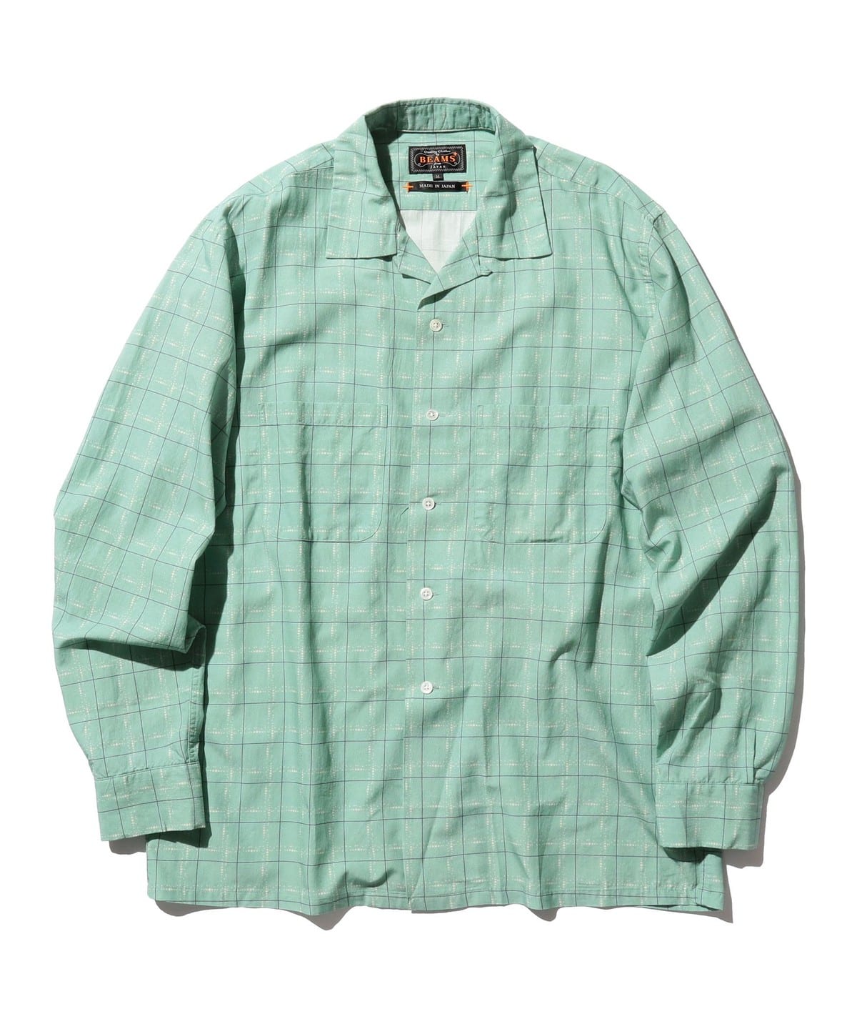 Open Collar Cotton Rayon Print シャツ・ブラウス MEN MINT. GRN L Open Collar Cotton Rayon Print シャツ・ブラウス MEN MINT. GRN L