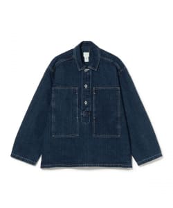 ▲POST OVERALLS / #1204 ARMY Shirt : herringbone denim double indigo