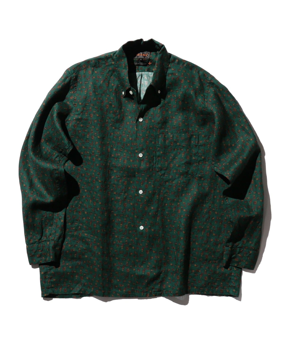 Open B. D. Linen Print シャツ・ブラウス MEN GREEN S Open B. D. Linen Print シャツ・ブラウス MEN GREEN S