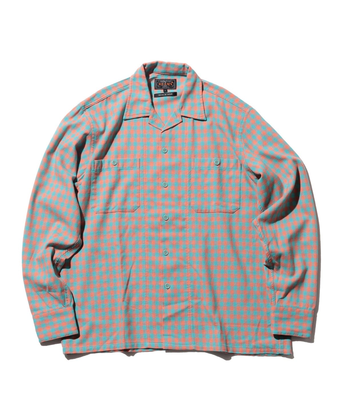 MIL Open Collar Mini Plaid Laundry Wool シャツ・ブラウス MEN フラミンゴ*SAX M MIL Open Collar Mini Plaid Laundry Wool シャツ・ブラウス MEN フラミンゴ*SAX M