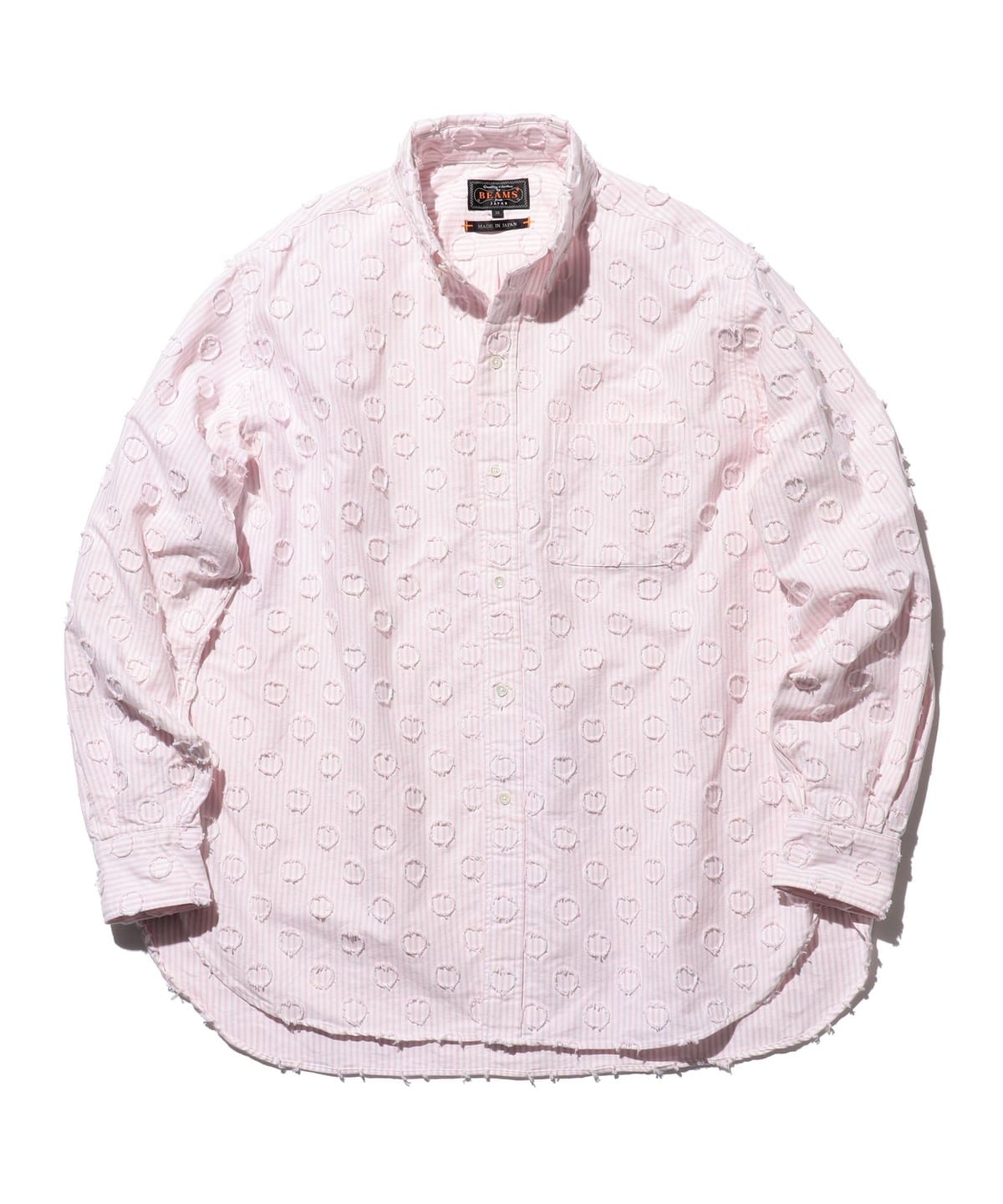 B. D. Classic-fit Burnout Dot Candy Stripe シャツ・ブラウス MEN PINK L B. D. Classic-fit Burnout Dot Candy Stripe シャツ・ブラウス MEN PINK L