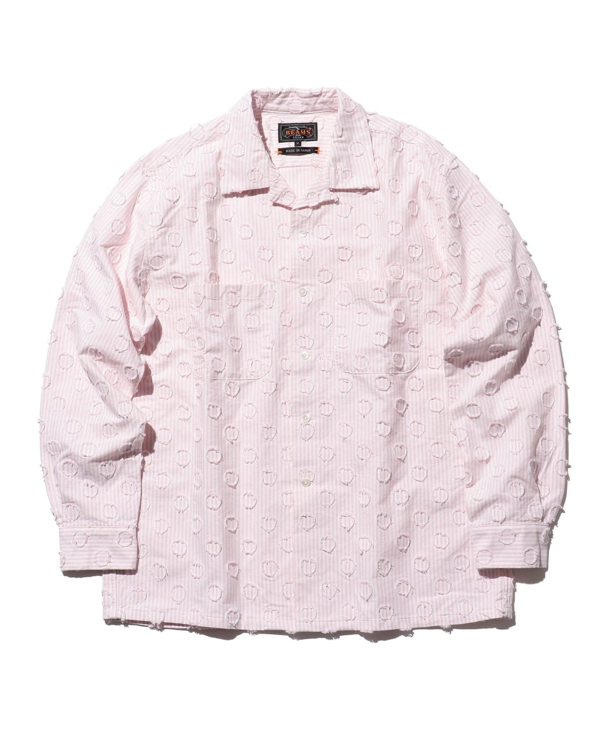 Open Collar Burnout Dot Candy Stripe シャツ・ブラウス MEN PINK S Open Collar Burnout Dot Candy Stripe シャツ・ブラウス MEN PINK S