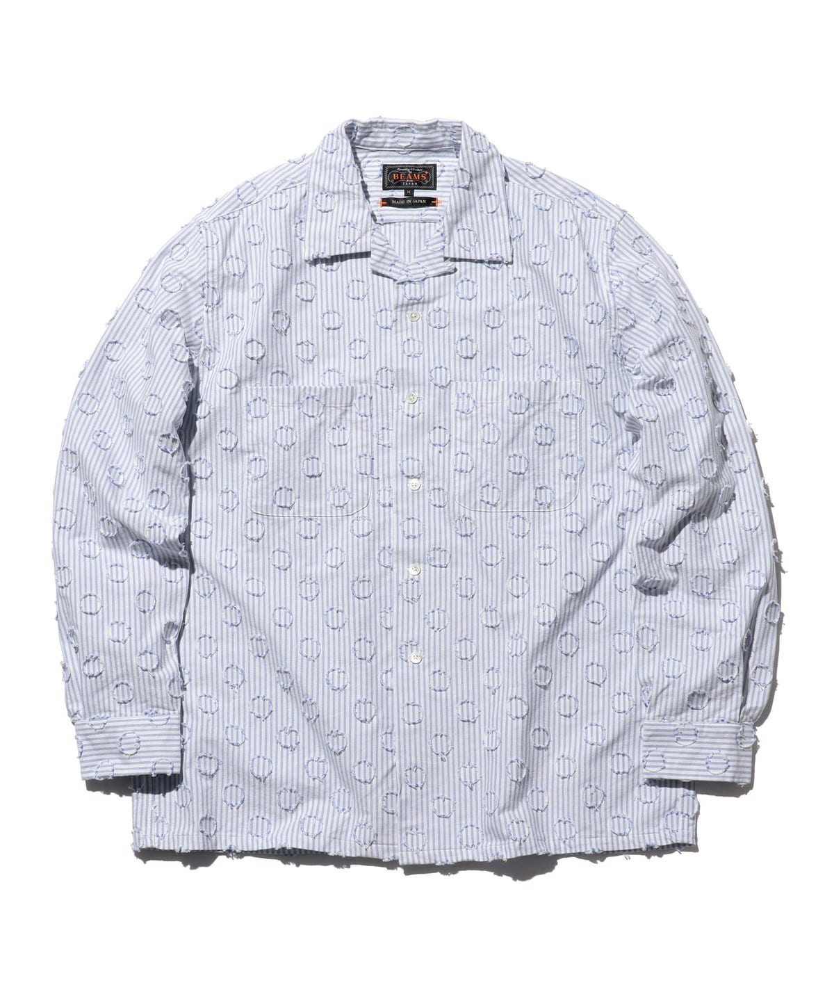 Open Collar Burnout Dot Candy Stripe シャツ・ブラウス MEN BLUE L Open Collar Burnout Dot Candy Stripe シャツ・ブラウス MEN BLUE L